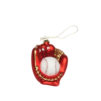 Baseball Glove Ornament Red