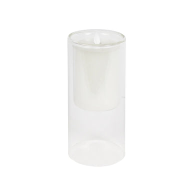 Elite Warm Led Candle With Glass Hurricane Medium Clear