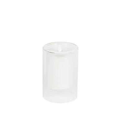 Elite Warm Led Candle With Glass Hurricane Small Clear