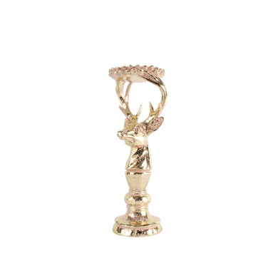 Metallic Foil Accent Reindeer Candle Holder Gold