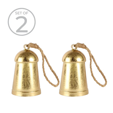 Golden Ornament Bell Set Of 2 Small Gold
