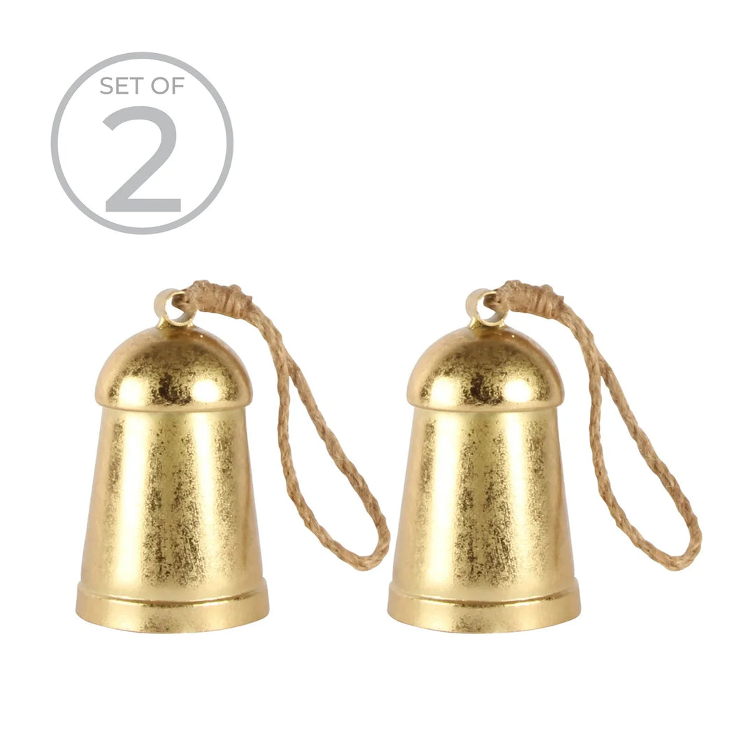Golden Ornament Bell Set Of 2 Small Gold