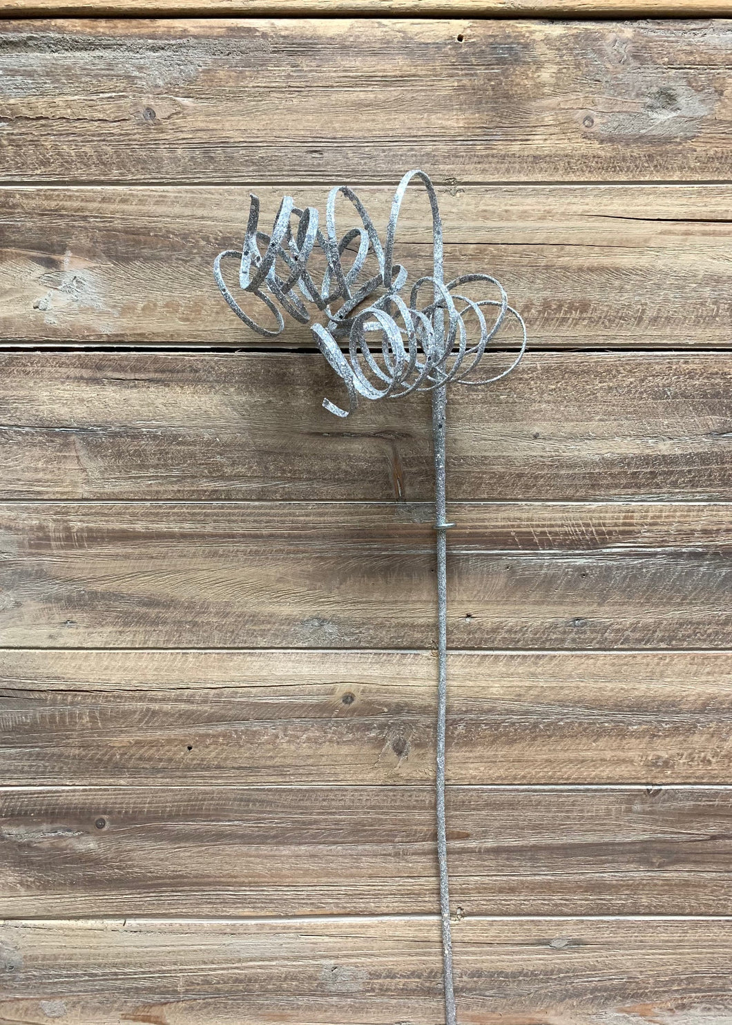 Silver Glittered Curly Stem