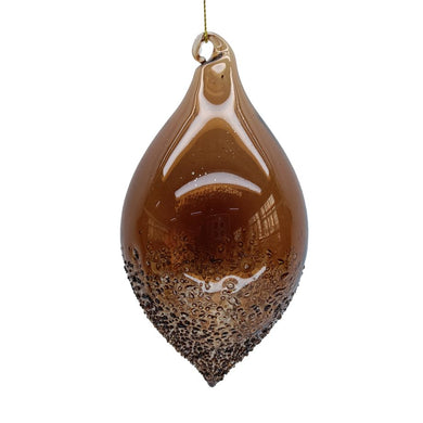 ORN GLASS FINIAL 6.5″ CLEAR COFFEE 6.5″ HALF FROSTED