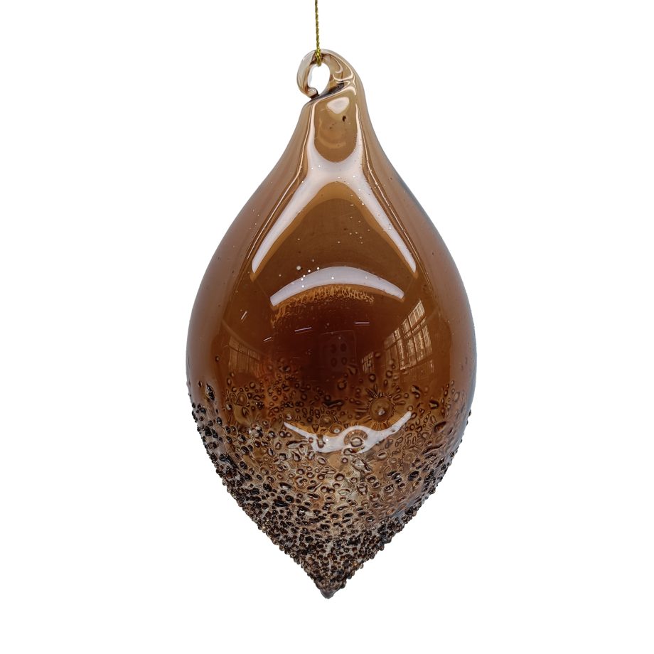 ORN GLASS FINIAL 6.5″ CLEAR COFFEE 6.5″ HALF FROSTED