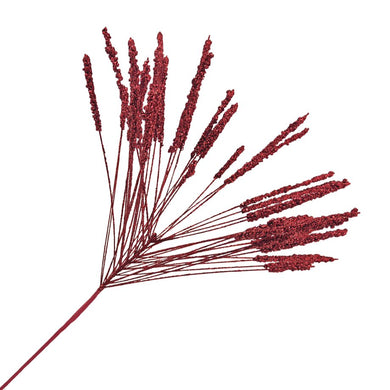 SPRAY NEEDLE GRASS RED 24″ GLITTER