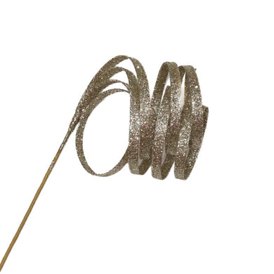 SPRAY CURL HANGING RIBBON CHAMPAGNE 33.5″ GLITTER