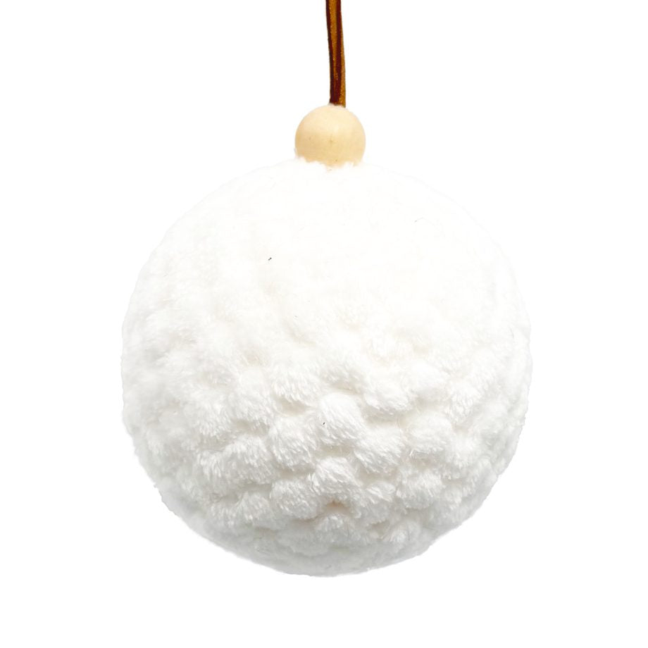 BALL FABRIC FAUX FUR 3″ WHITE POM POM