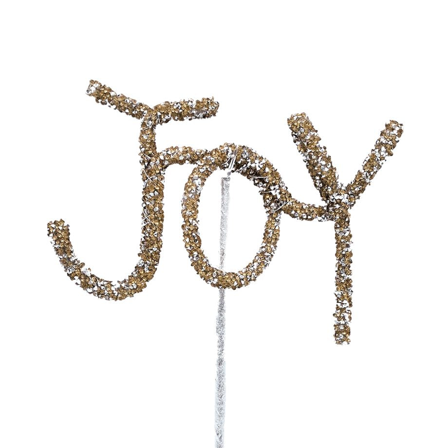 ORN JOY 3.5″ GOLD W/ MINI-DIAMOND BEADS & GLITTER
