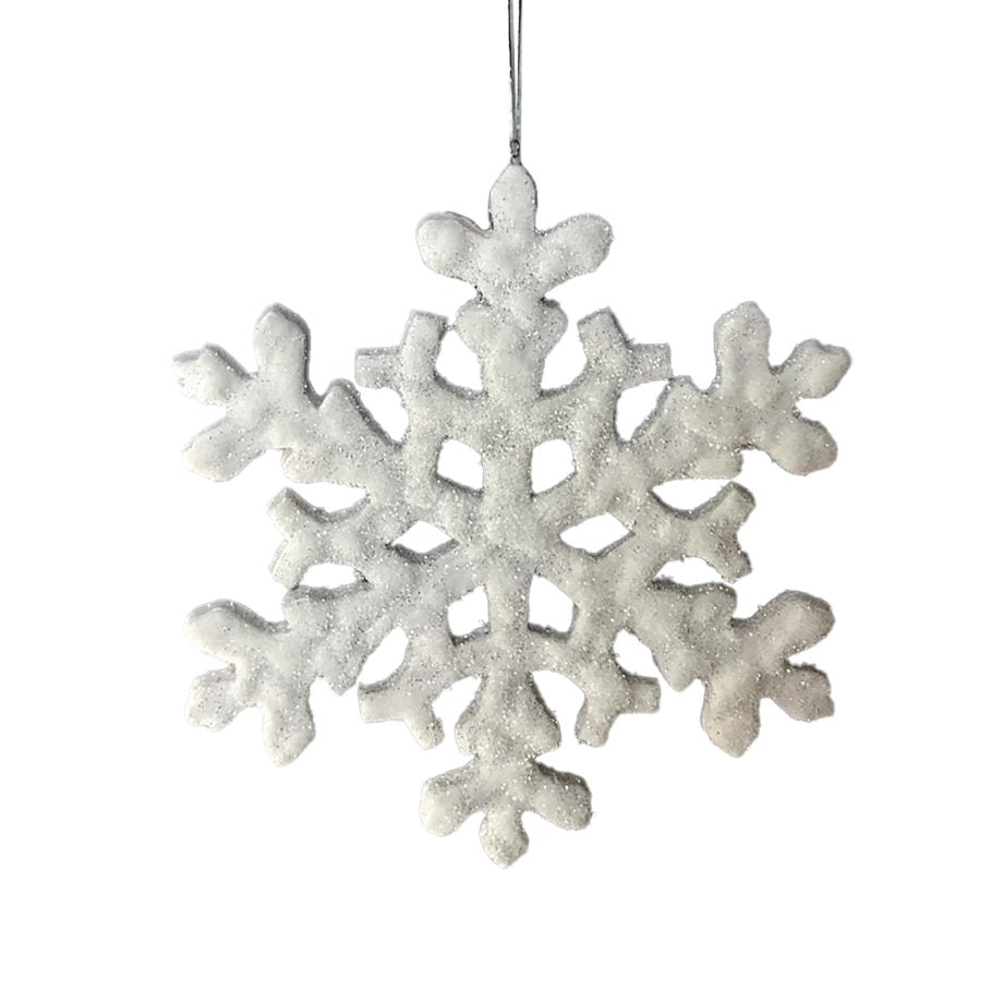 SNOWFLAKE HANGING 9″ WHITE GLITTER