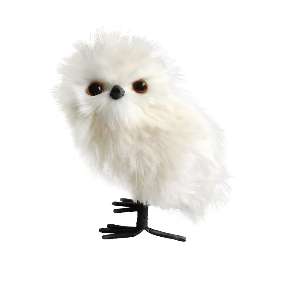 OWL STANDING FAUX FUR 6″ IVORY