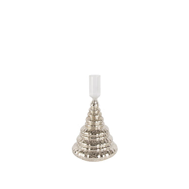 Mercury Tree Glass Taper Candle Holder Silver