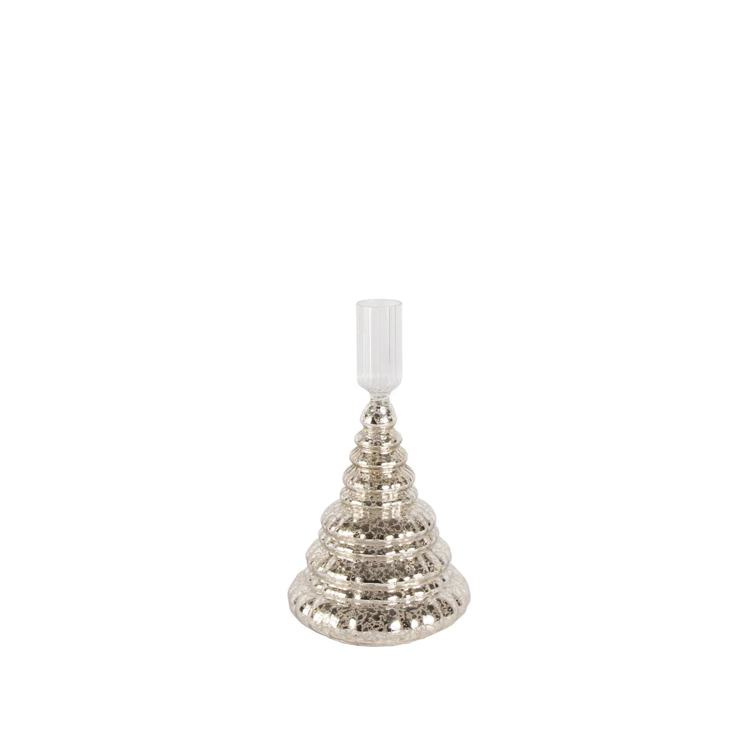 Mercury Tree Glass Taper Candle Holder Silver
