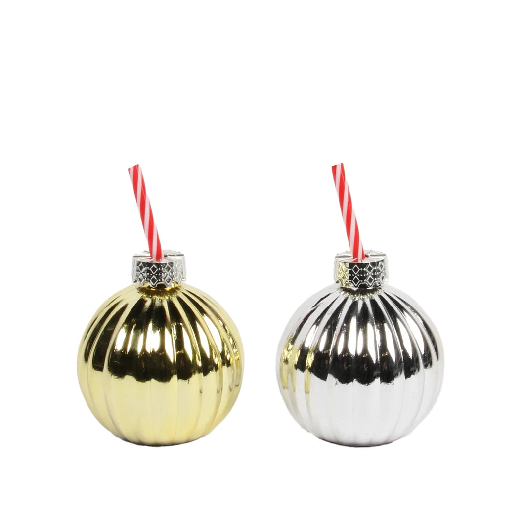 Metallic Glass Ball Drink Ornament